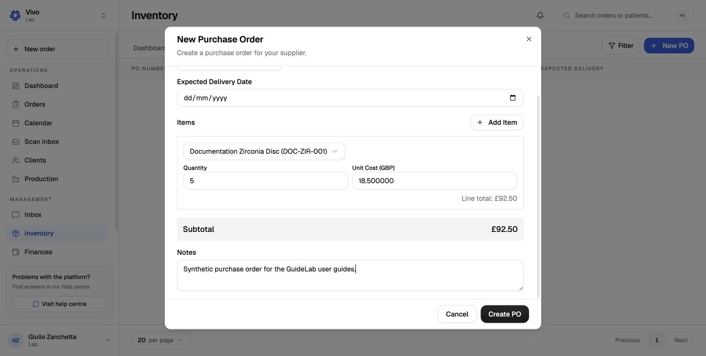 The new purchase order form