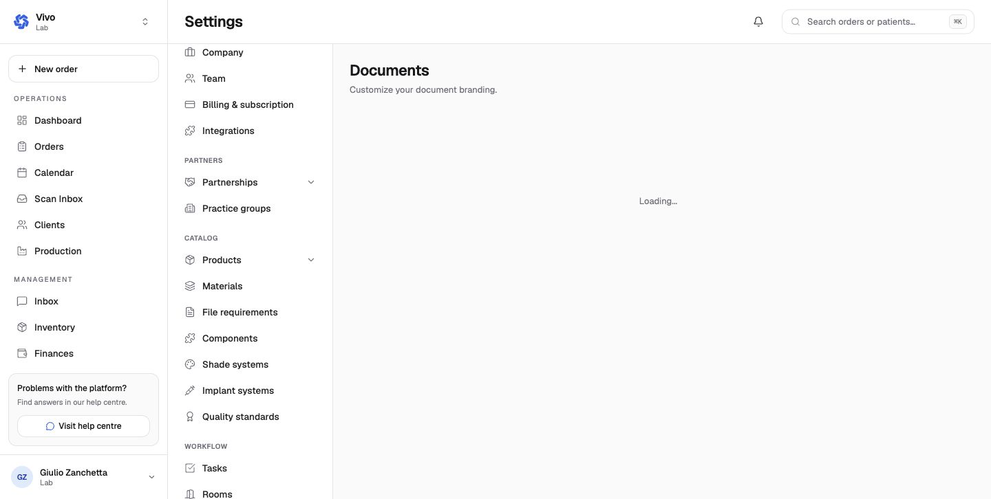 Document branding settings