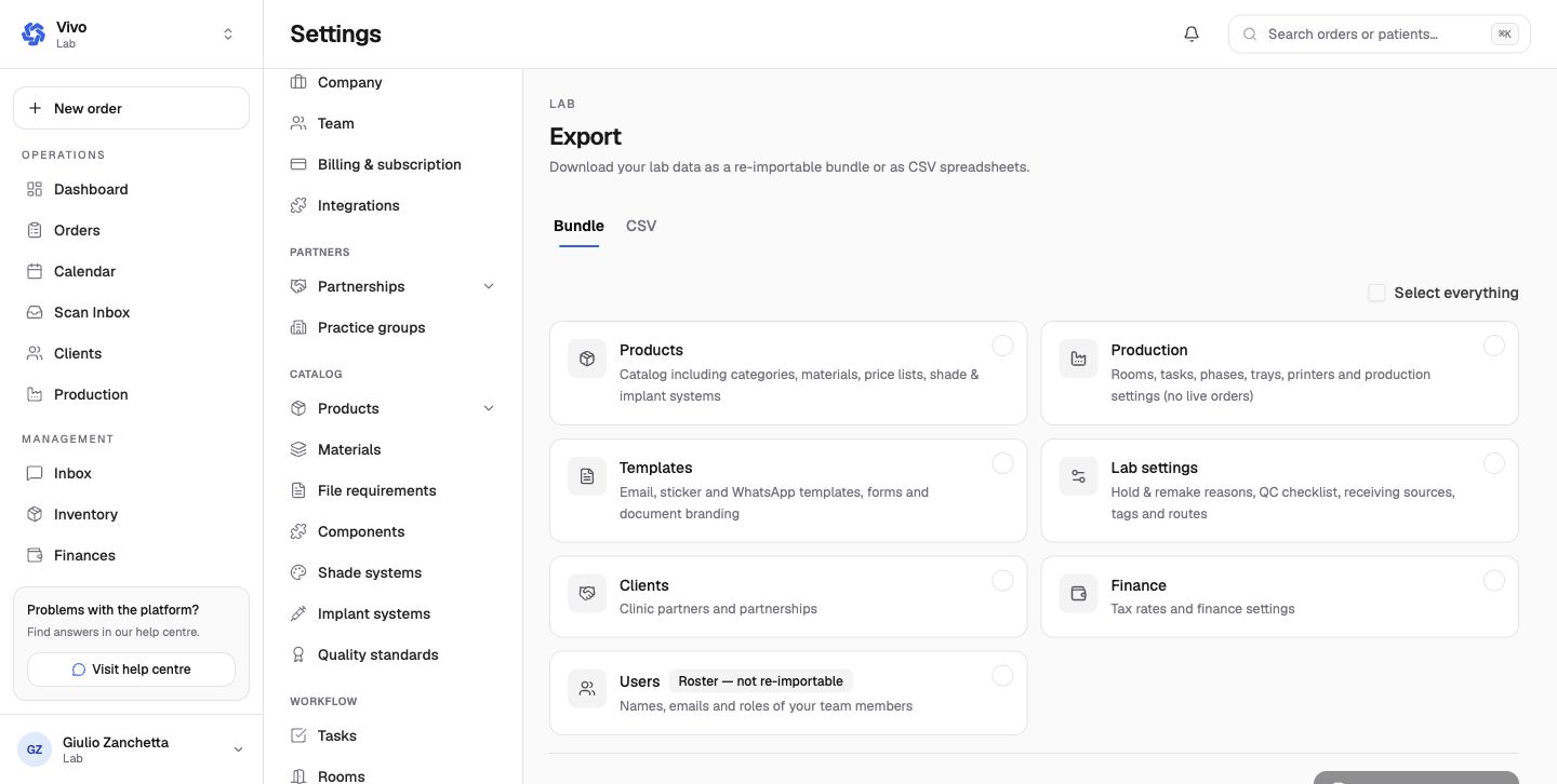 Selectable GuideLab export bundle